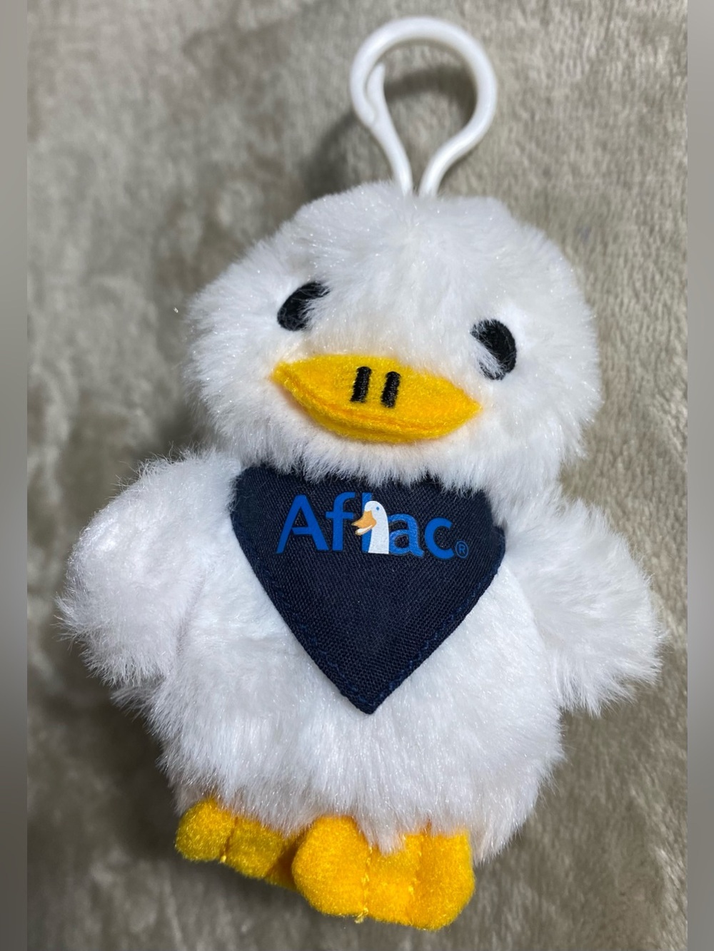 Aflac Plush Duck Keychain Mascot Soft Toy Clip-On Promo Collectible
